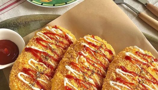 Japanese Bacon Cheese Hash Browns (snacks, fried food)