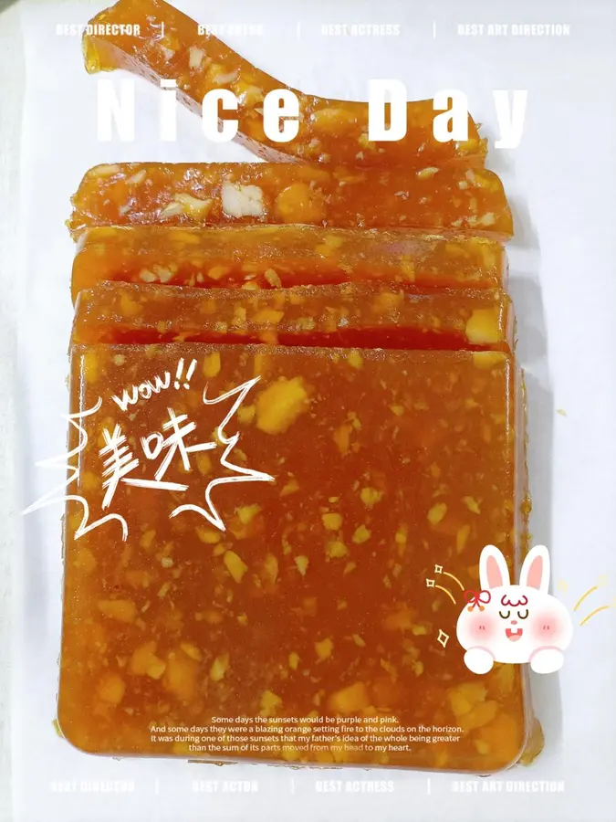 Caramel water chestnut cake (raw and cooked pulp).