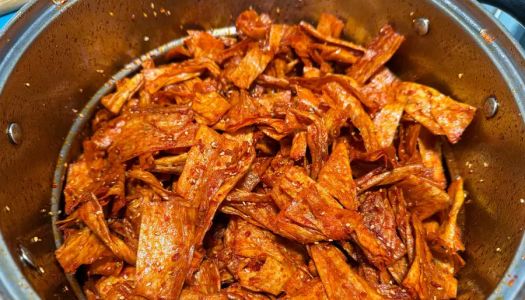 Homemade spicy strips and spicy chips