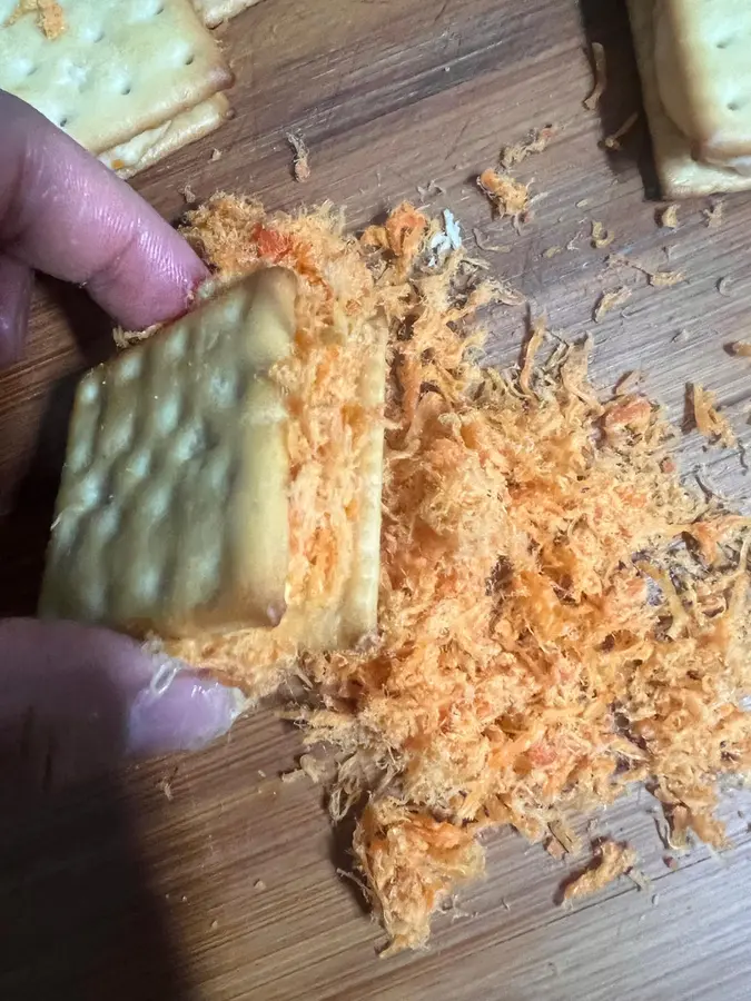 Meat floss, egg yolk, nougat biscuits step 0