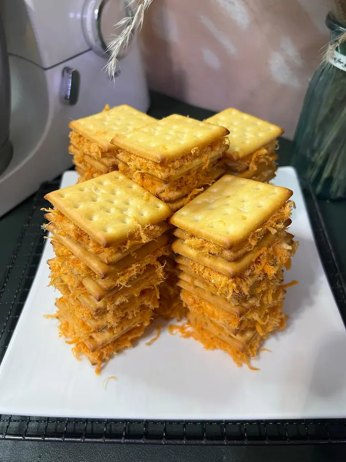 Meat floss, egg yolk, nougat biscuits step 0