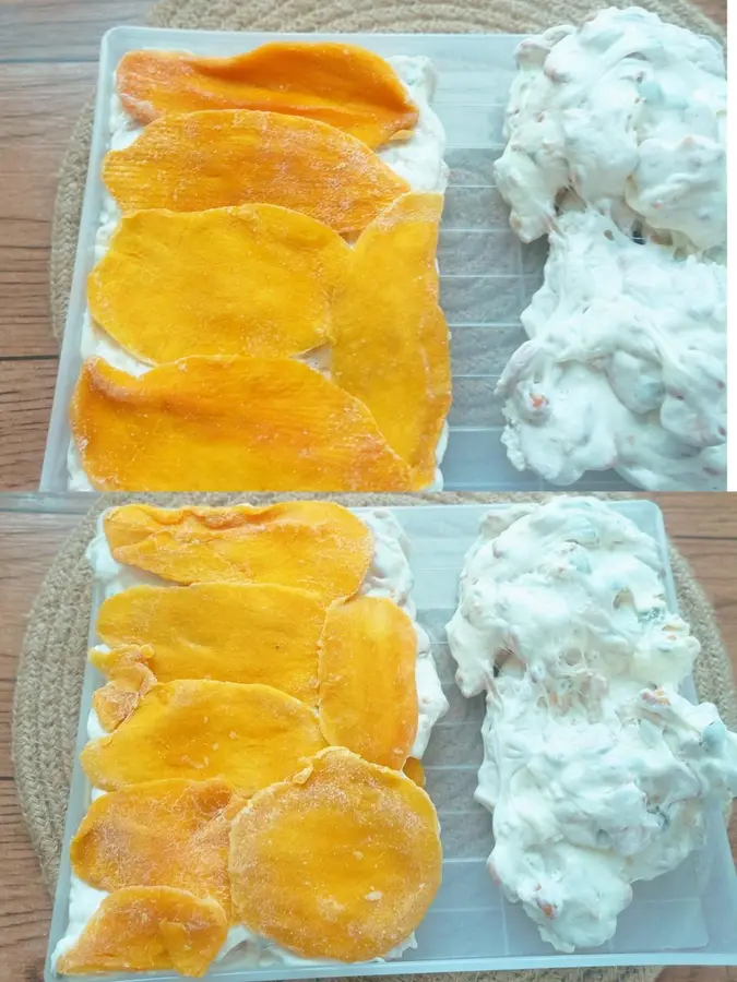 New Year's snacks ~ double-layer mango  snowflake cake step 0