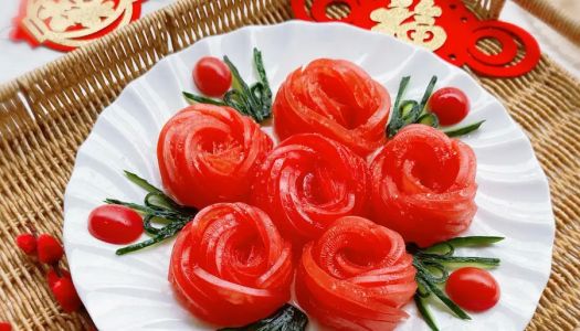 Chinese New Year's Eve vegetable flowers bloom rich ~ tomato roses