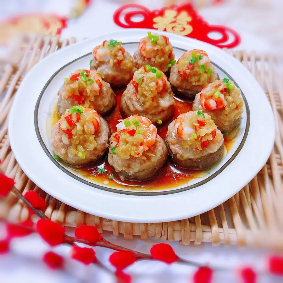 Chinese New Year's Eve Vegetable Reunion ~ Shiitake Shrimp Stuffed step 0