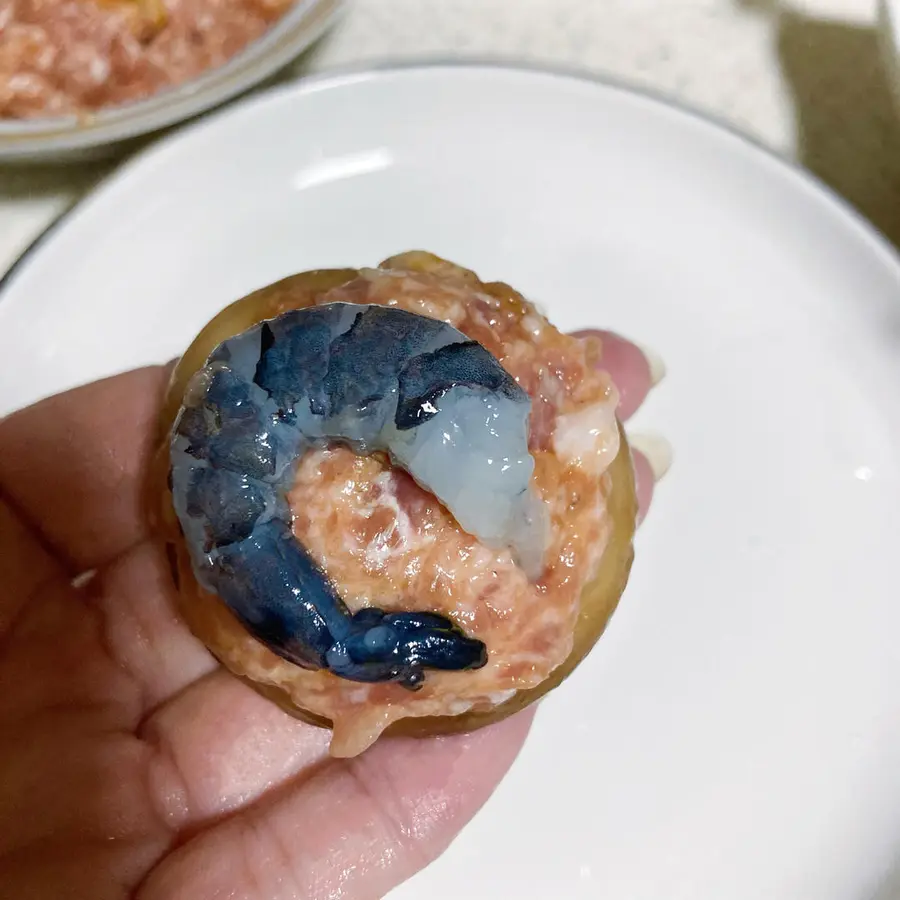 Chinese New Year's Eve Vegetable Reunion ~ Shiitake Shrimp Stuffed step 0