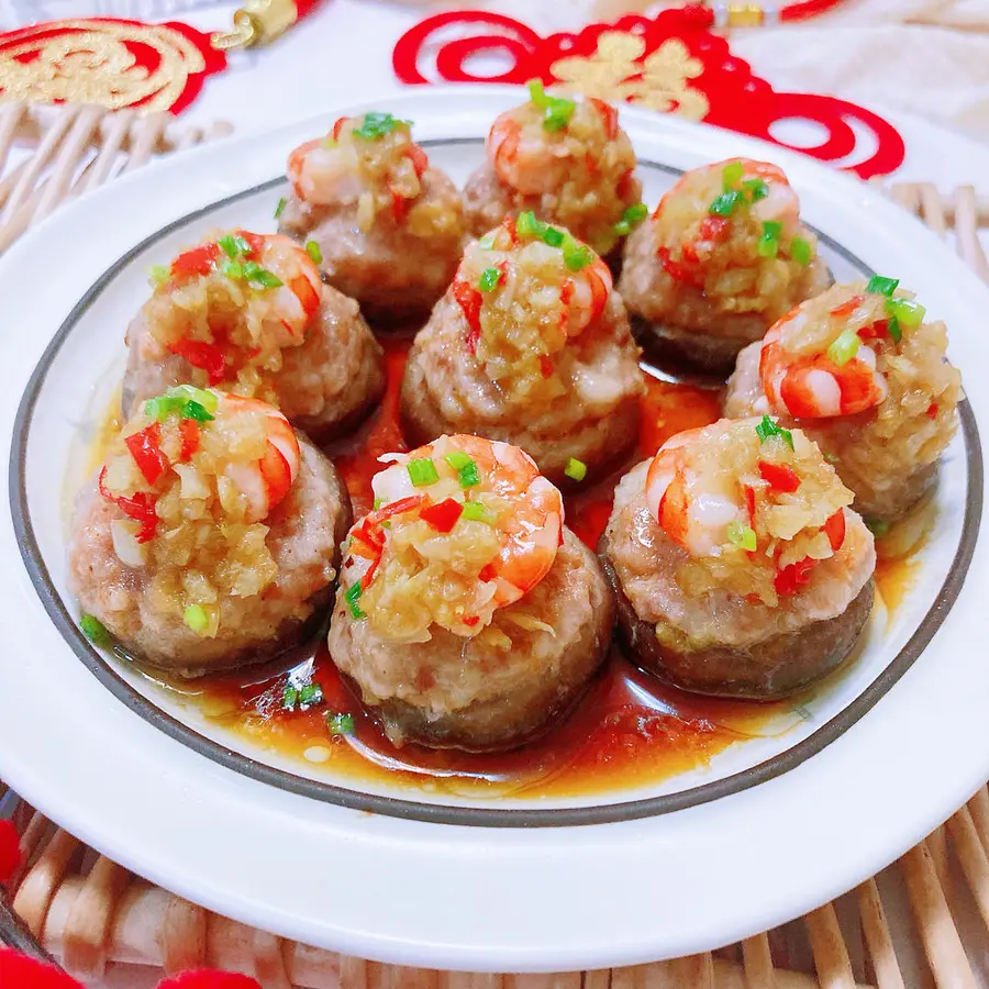 Chinese New Year's Eve Vegetable Reunion ~ Shiitake Shrimp Stuffed step 0