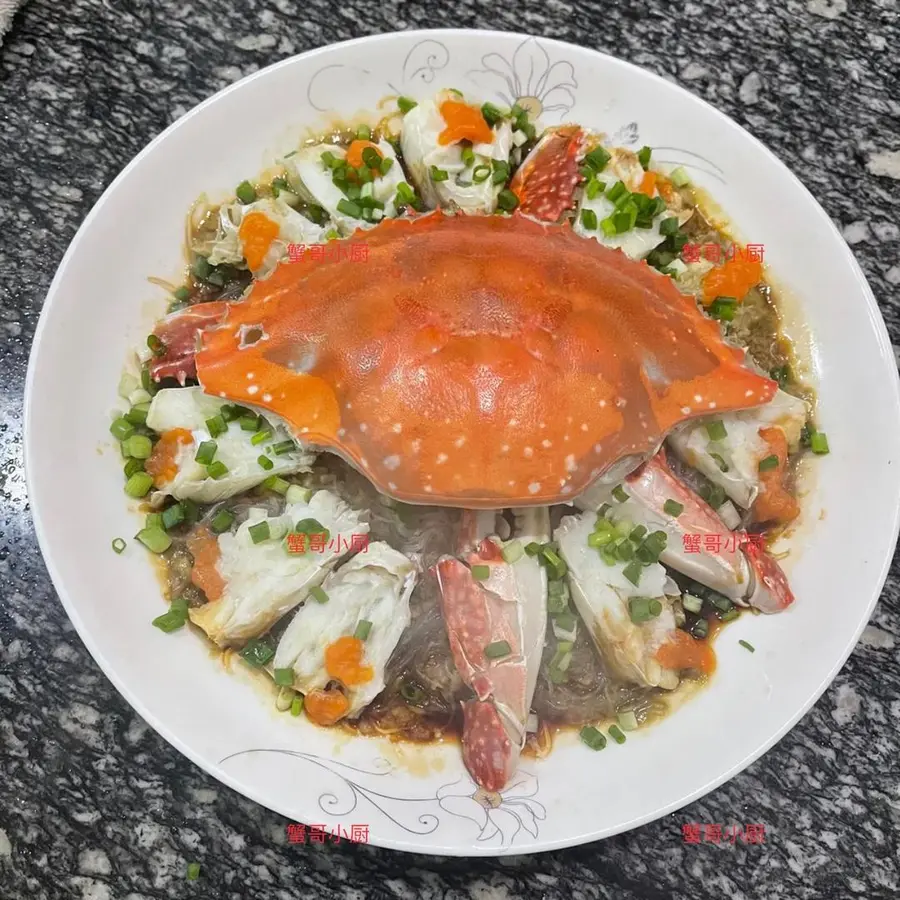 Chinese New Year's Eve Dinner Steamed Red Paste Barracuda Crab with Garlic Vermicelli Come and learn from me the super detailed steps step 0