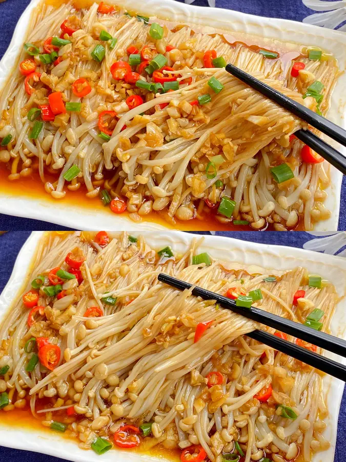 10 minutes of Kuaishou home-cooked garlic enoki mushrooms, so delicious that they lick the plate~ step 0