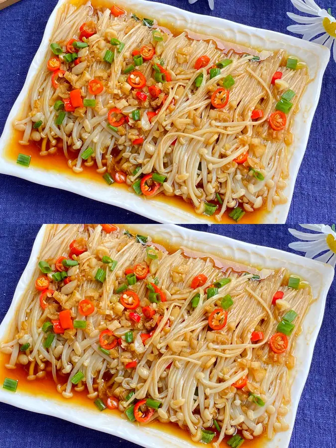 10 minutes of Kuaishou home-cooked garlic enoki mushrooms, so delicious that they lick the plate~ step 0