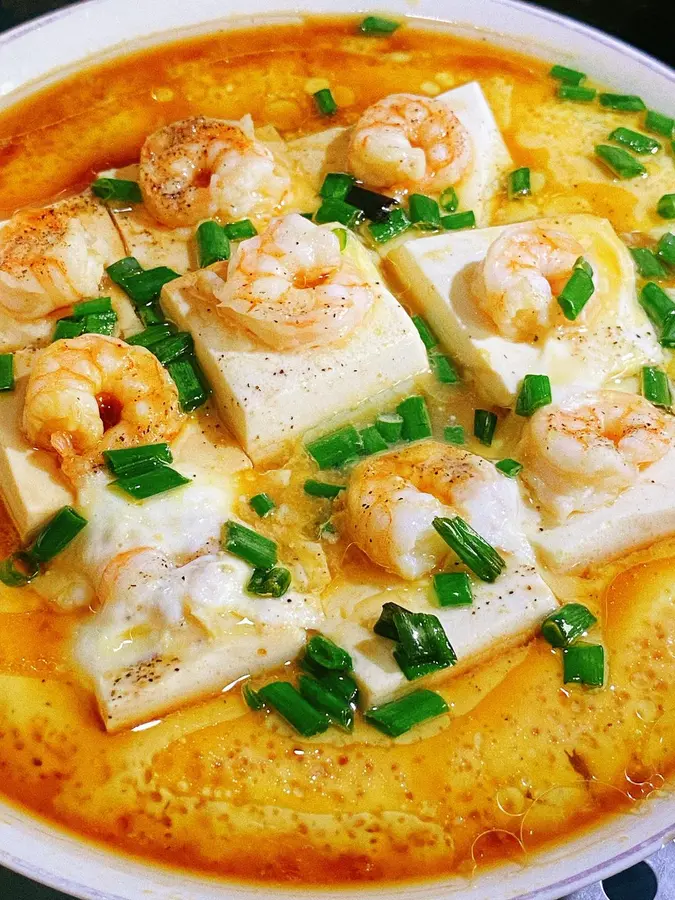 Steamed out of the delicious not fried or fried children grow taller home recipe  shrimp and tofu stewed egg nutritious and delicious step 0