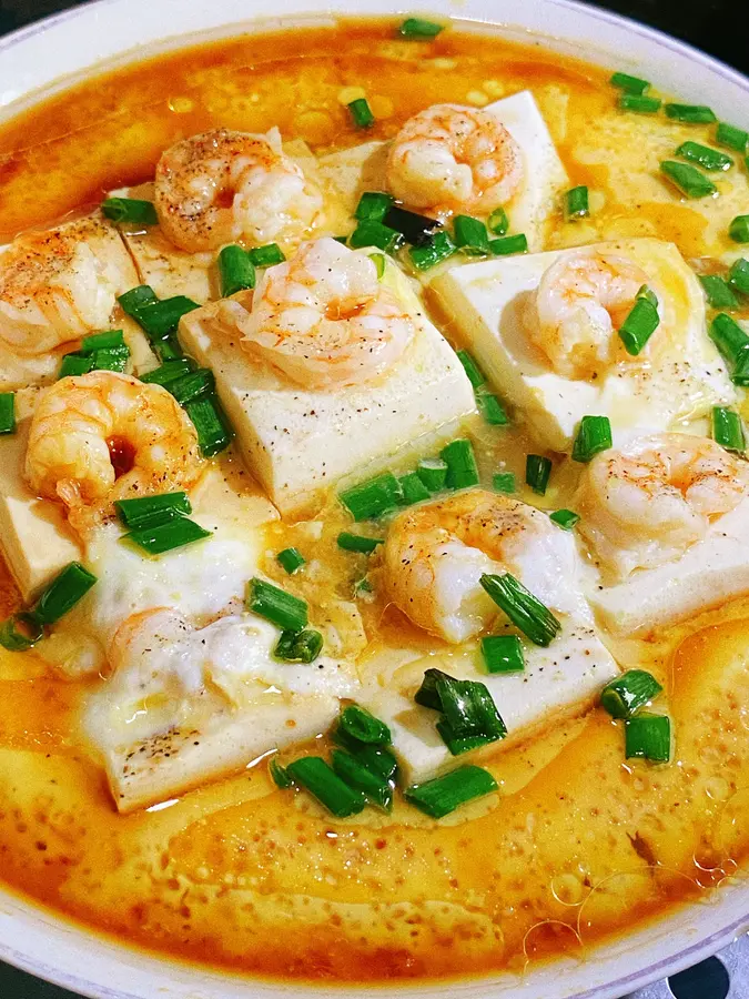 Steamed out of the delicious not fried or fried children grow taller home recipe  shrimp and tofu stewed egg nutritious and delicious