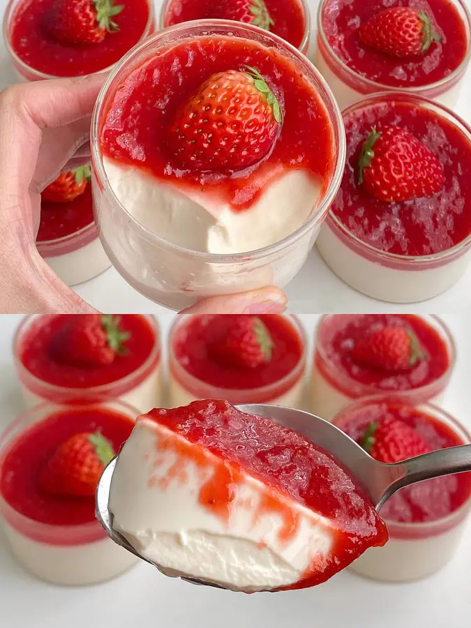  Strawberry panna cotta, sweet and sour and greasy!