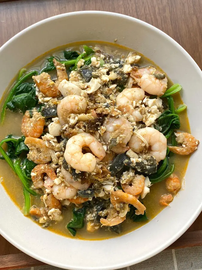 Protein-filled spinach in soup 10 minutes quick dish out of a pot step 0