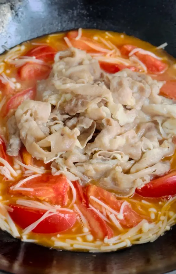 Tomato fat beef enoki mushroom, the delicious taste makes you want to stop! Quick dish step 0