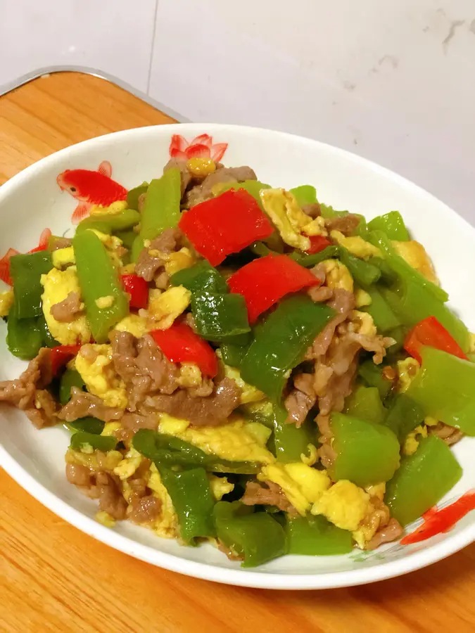 Pork and egg scrambled peppers  step 0