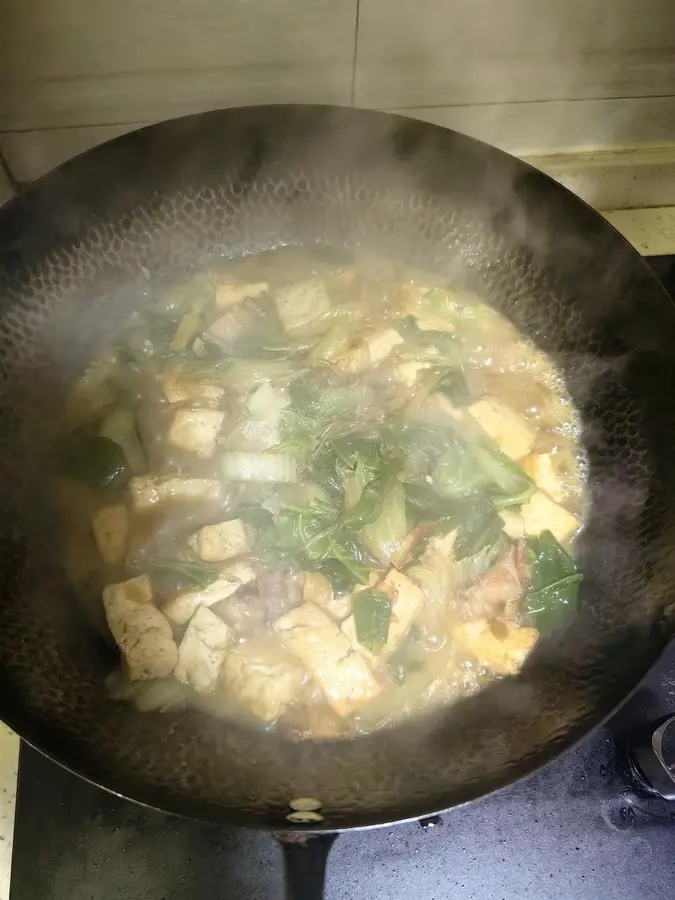 Delicious fast dishes (milk cabbage, vermicelli, pork belly, tofu) step 0