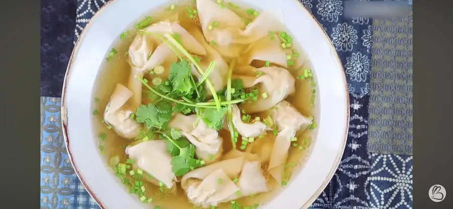 Homemade quick hand wonton stew