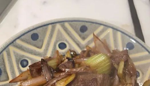 Stir-fried beef with celery - fast dish - fat reduction meal