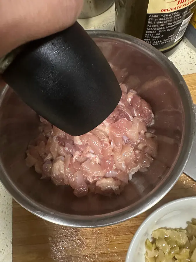 Japanese-style minced chicken rice step 0