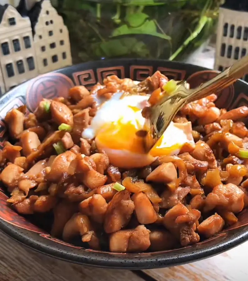 Japanese-style minced chicken rice