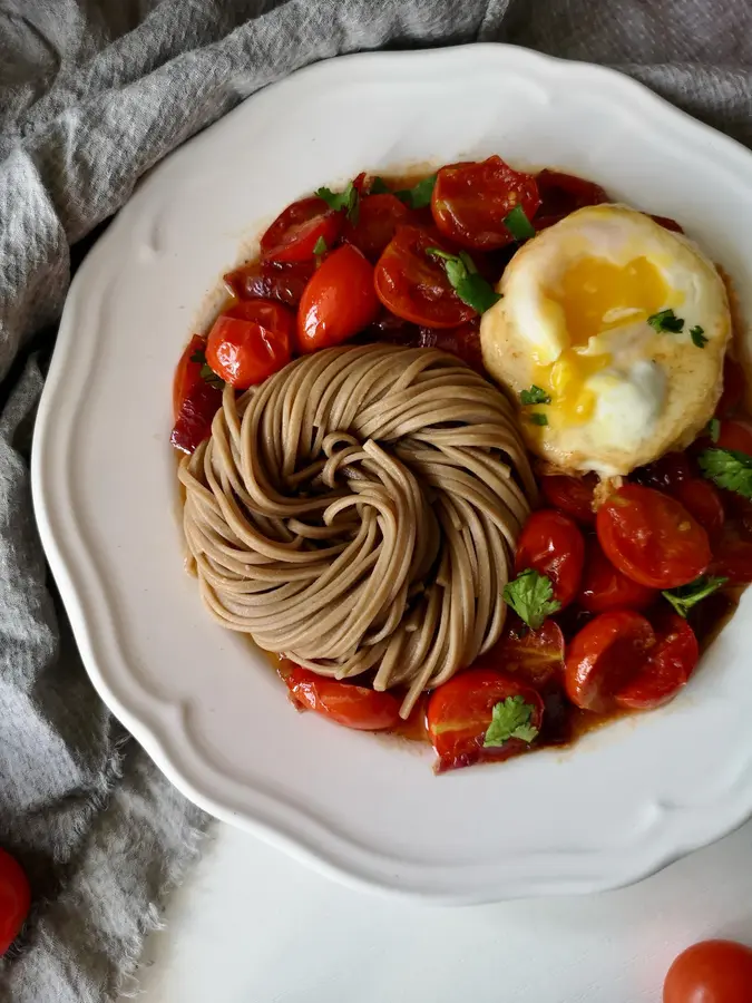 Healthy low-fat recipe|Tomato egg soba noodles Simple and quick dish