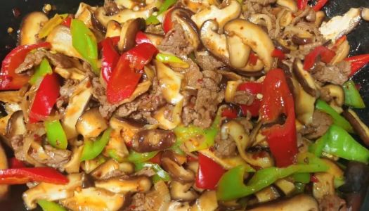 Side dish - beef with shiitake mushrooms