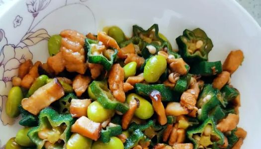 Edamame okra stir-fried pork with food