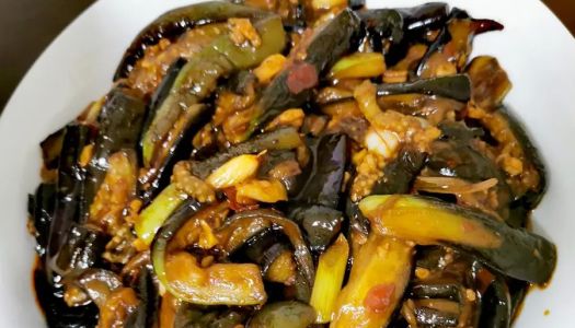 Appetizer for rice, non-fried eggplant, fish-flavored eggplant pot