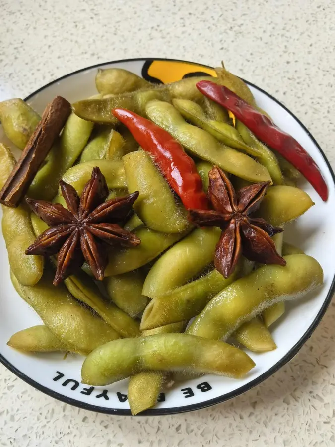 Five-spice salted edamame