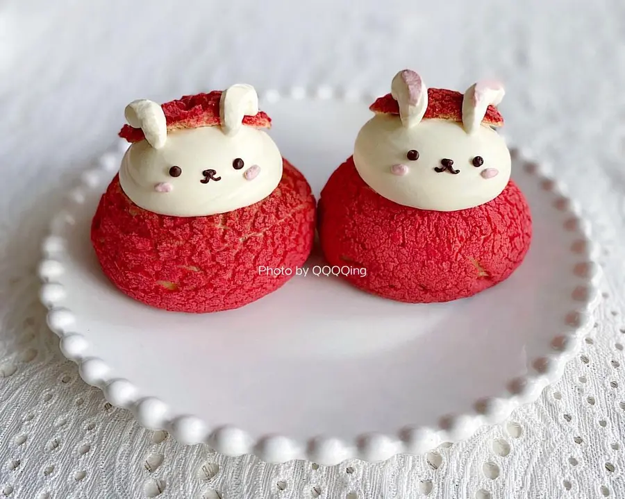 Valentine's Day heart shaped puff â¤ï¸ bunny red velvet puff step 0