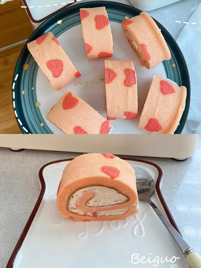 Make a (love strawberry cake roll ) for a loved one on Valentine's Day , full of  you