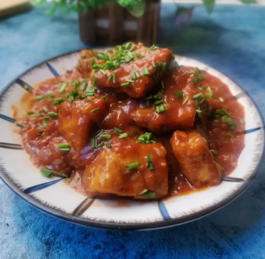 Tofu with tomato sauce step 0