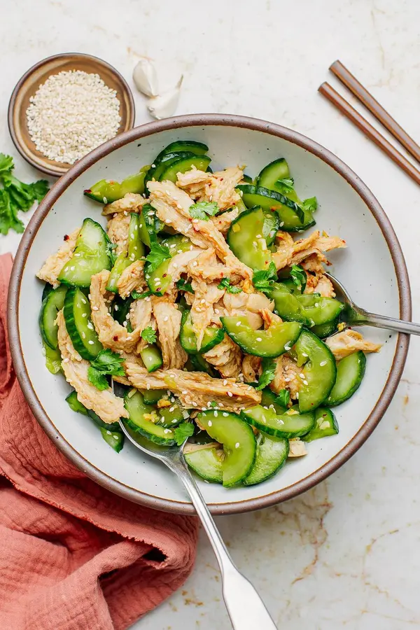 ã€Vegetarian Recipeã€‘Vegetarian chicken and cucumber salad step 0