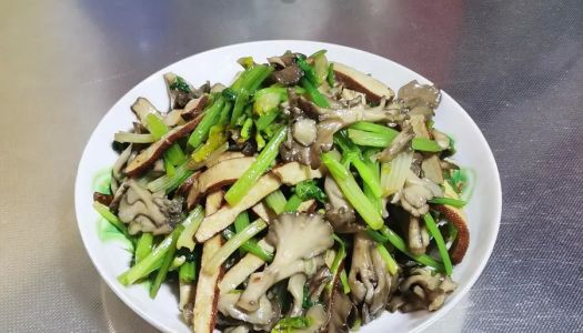 Vegetarian stir-fried celery (maitake mushroom tofu stir-fried celery)