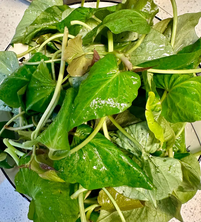 (Vegan) cold sweet potato leaves step 0