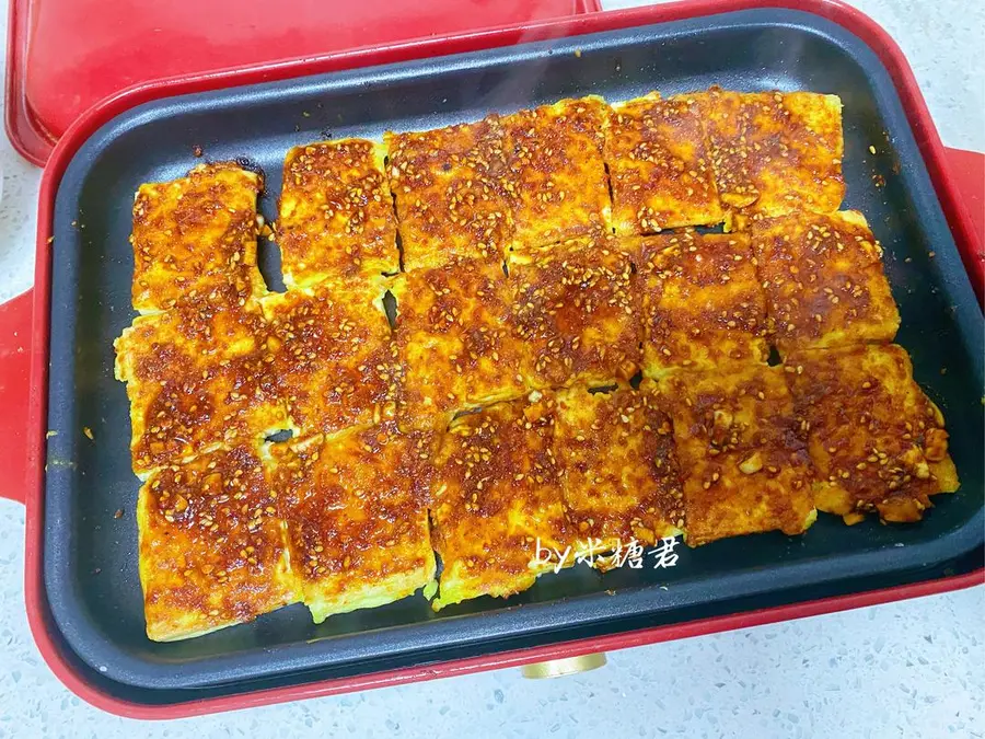 A pan version of the sizzling crispy tofu, racing past the roadside stalls step 0