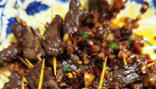 Ultra-lite version! Late night snack and wine pairing! The best spicy toothpick beef