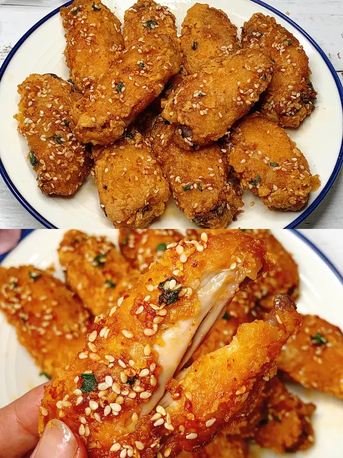 ㊙️ Crispy on the outside and tender ❗️ on the inside, spicy crispy chicken wings that lick your fingers