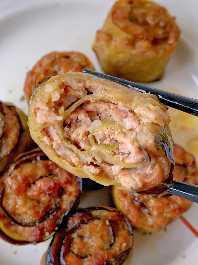 Oil-free air fryer eggplant meat rolls step 0