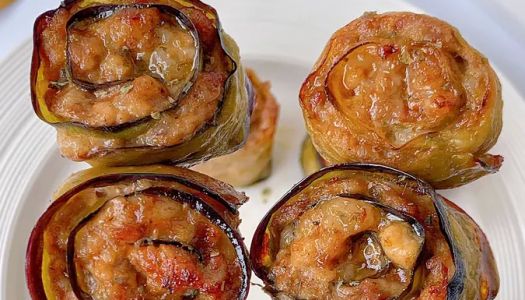 Oil-free air fryer eggplant meat rolls