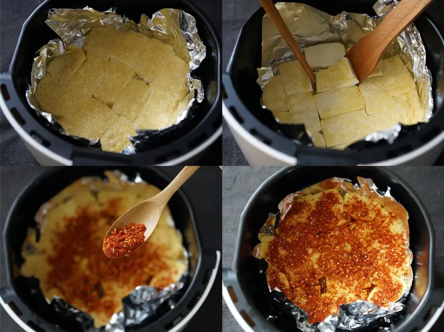 Air fryer with battered tofu step 0