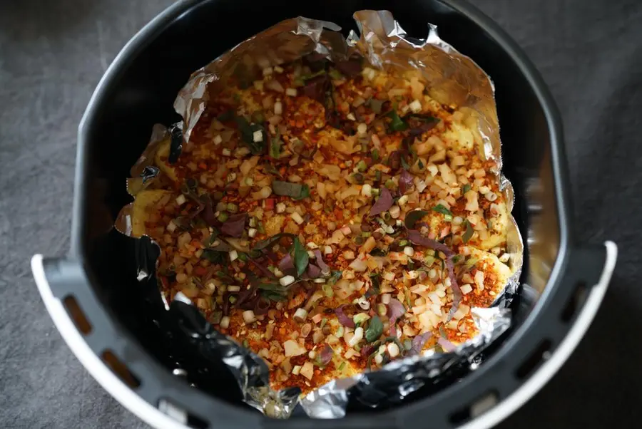 Air fryer with battered tofu step 0