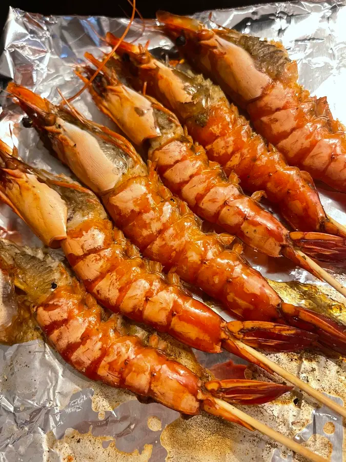 Late-night  oven baked prawns 