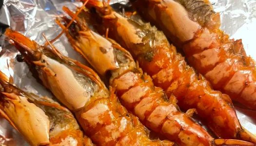 Late-night  oven baked prawns 