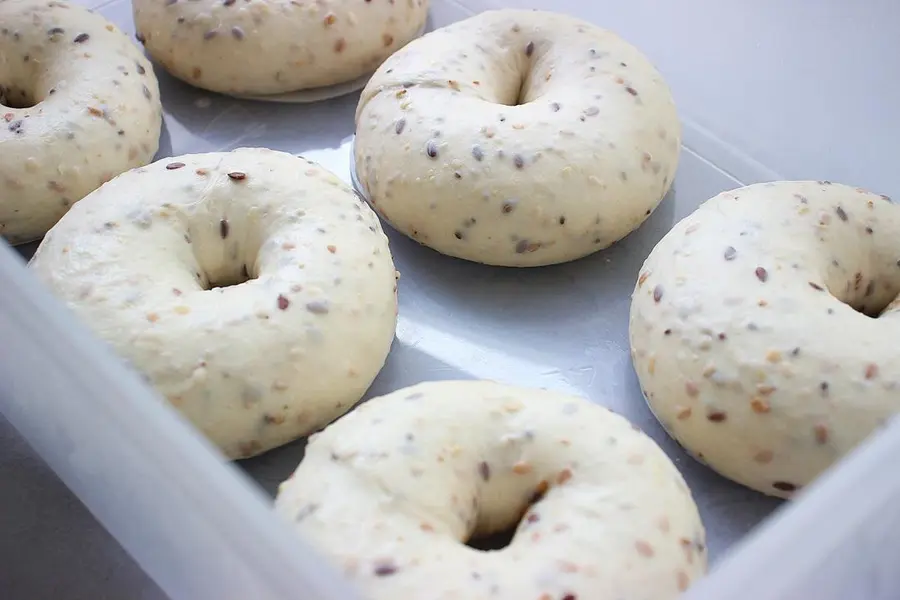 A variety of seed grains bagels  step 0