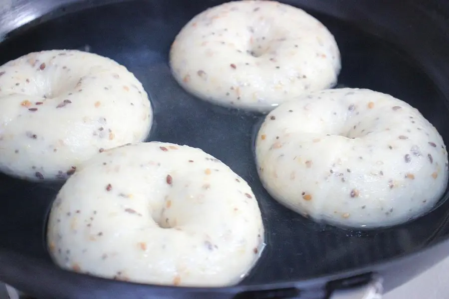 A variety of seed grains bagels  step 0