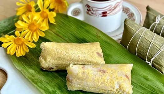 Rhubarb rice and salted pork dumplings