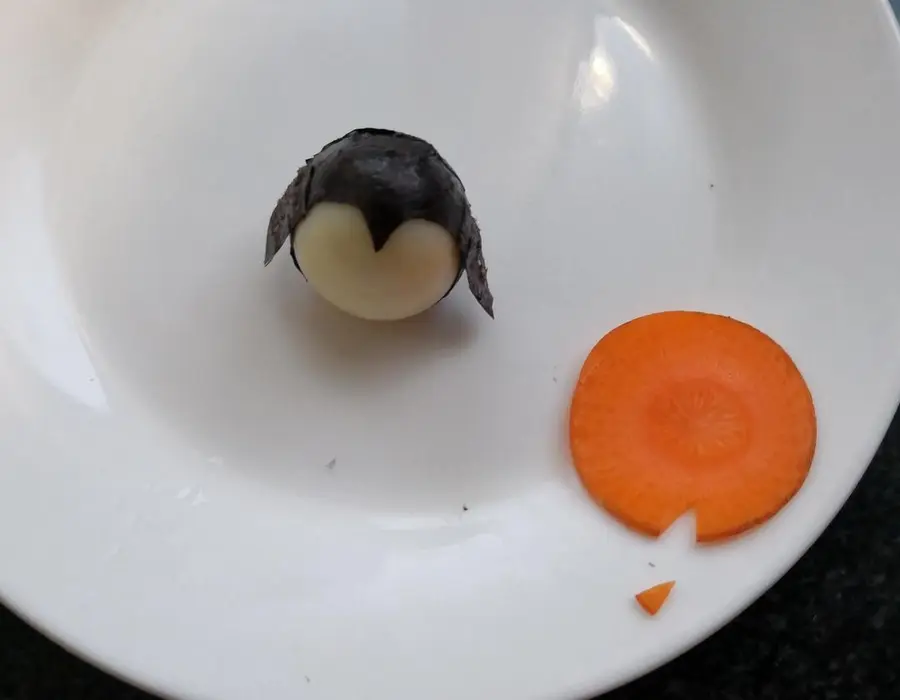 Creative meal for children: cartoon penguin quail eggs step 0