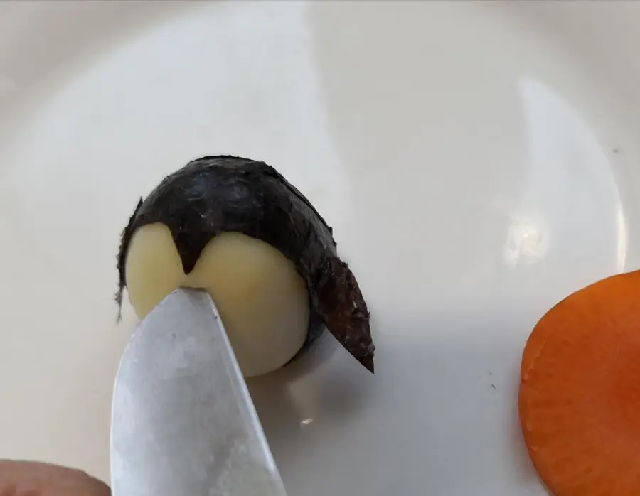 Creative meal for children: cartoon penguin quail eggs step 0