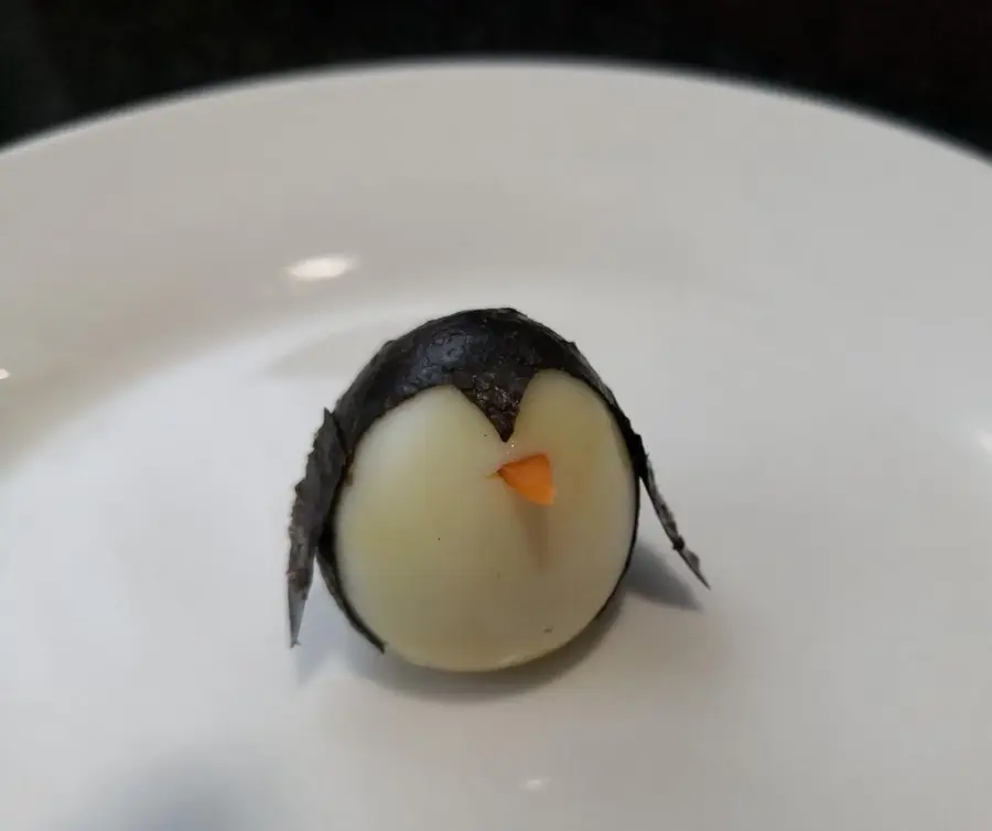 Creative meal for children: cartoon penguin quail eggs step 0